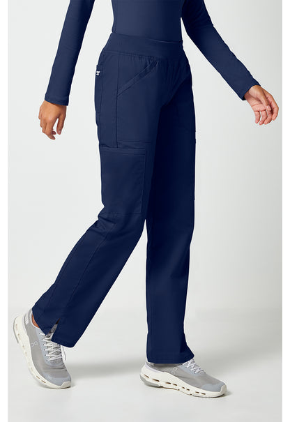 Workwear Professionalessionals WW170 Women's Mid Rise Straight Leg Pull-on Cargo Scrub Pants Navy
