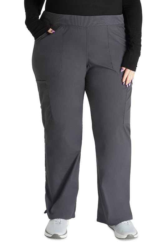 Workwear Professionalessionals WW170 Women's Mid Rise Straight Leg Pull-on Cargo Scrub Pants Pewter