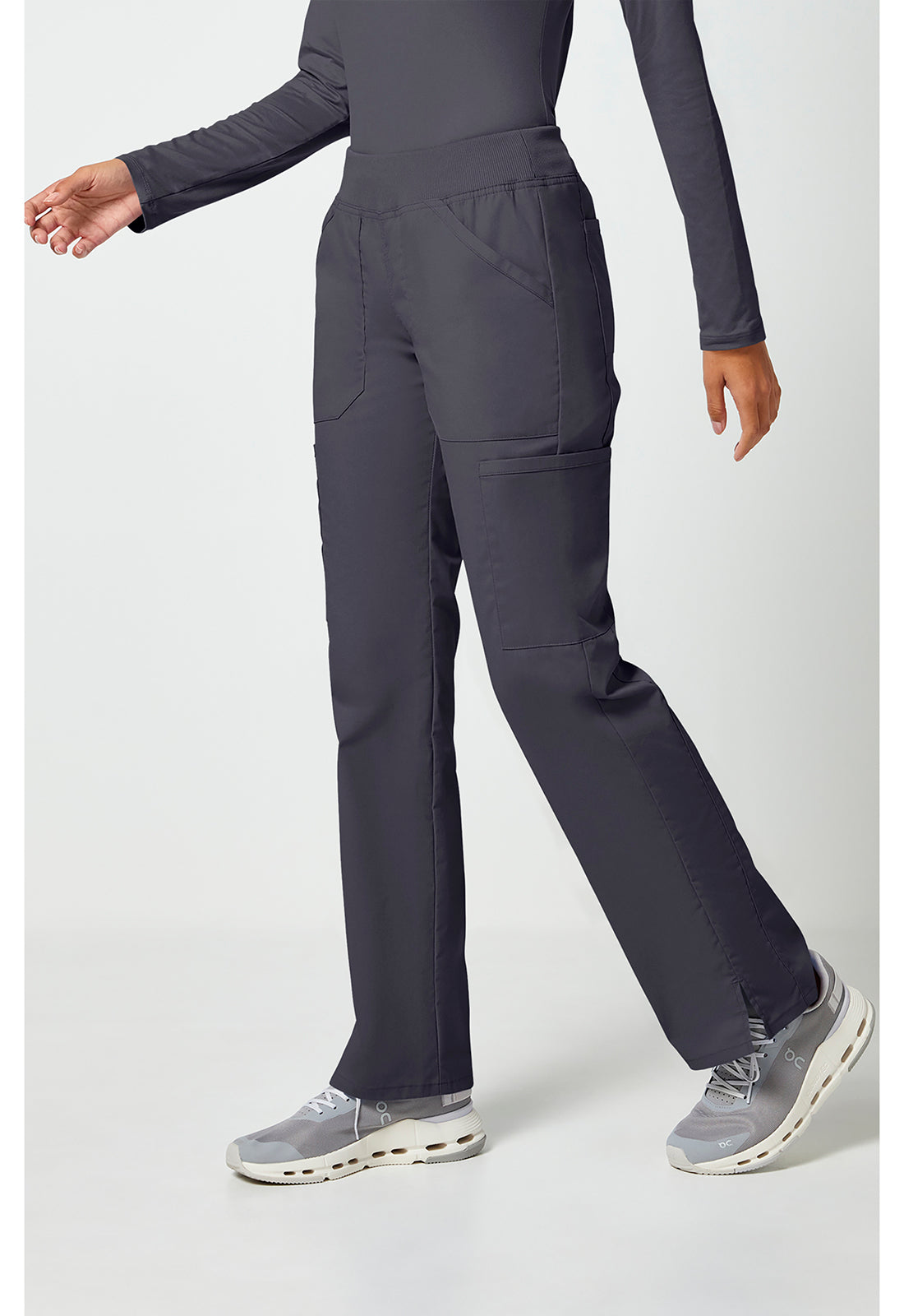 Workwear Professionalessionals WW170 Women's Mid Rise Straight Leg Pull-on Cargo Scrub Pants Pewter