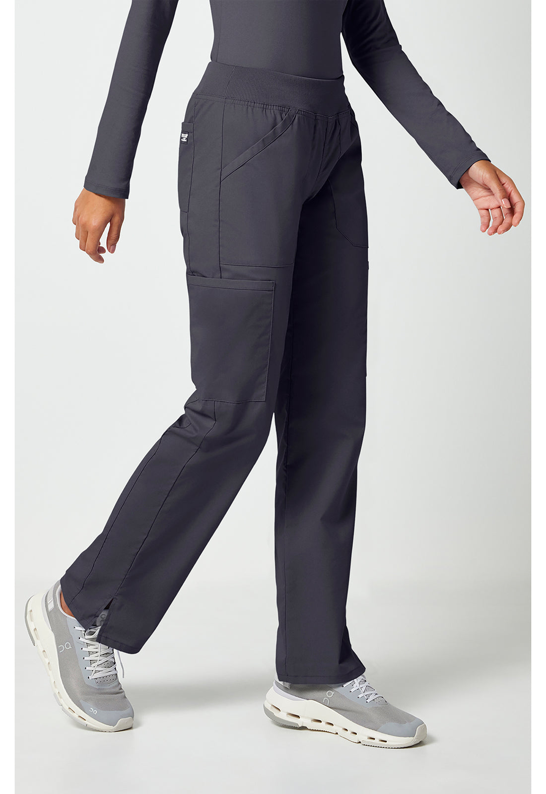 Workwear Professionalessionals WW170 Women's Mid Rise Straight Leg Pull-on Cargo Scrub Pants Pewter