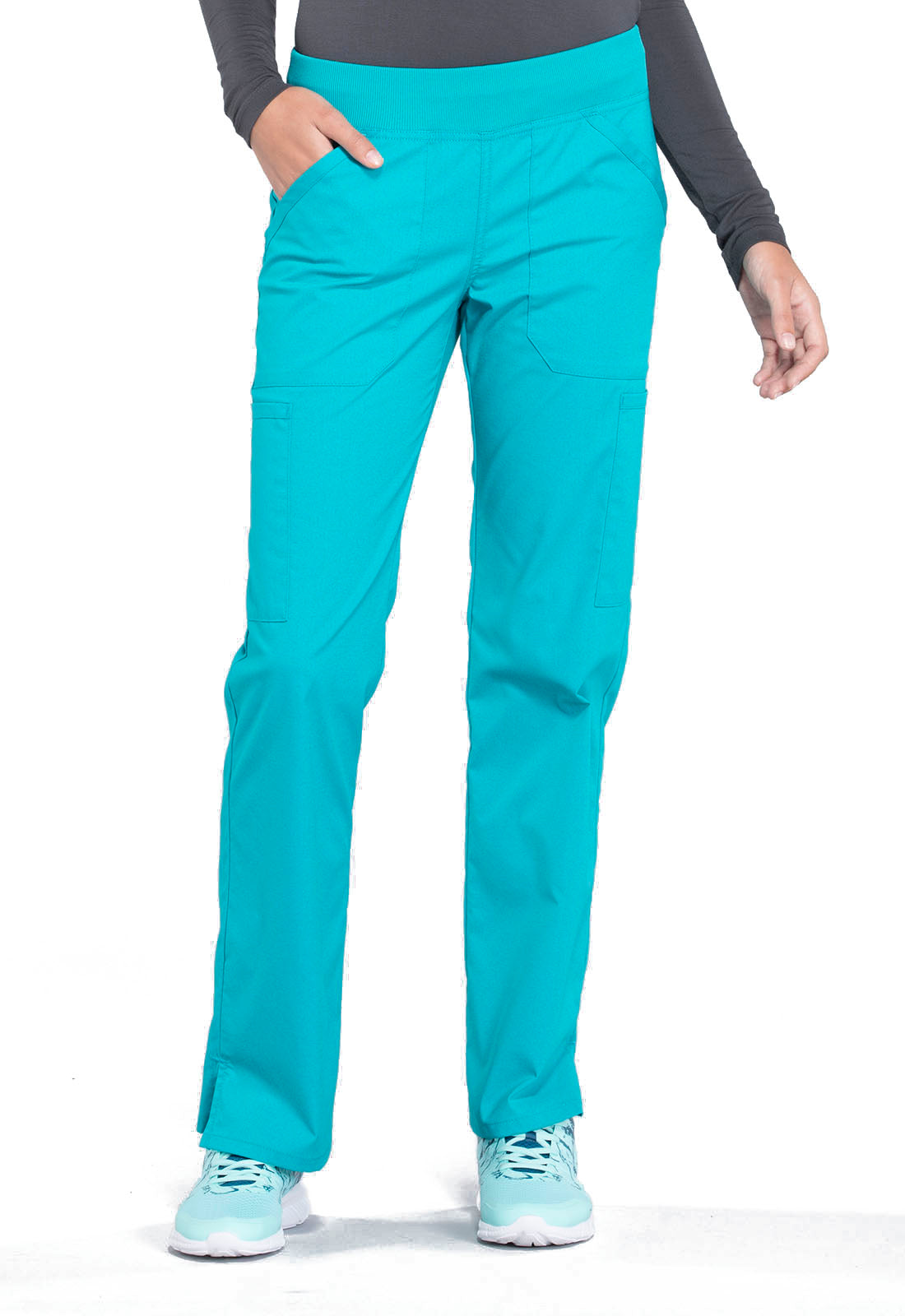 Professionals WW170 Mid Rise Straight Leg Pull-on Cargo Pants Teal Blue