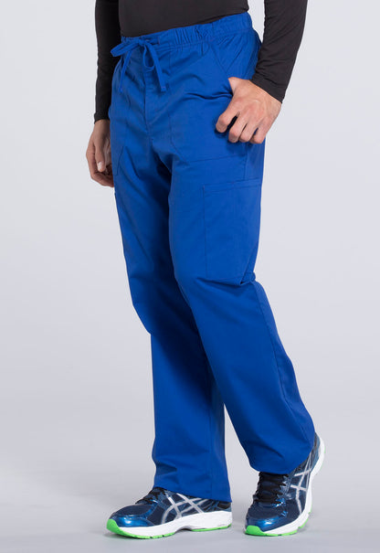 Professionals WW190 Men's Tapered Leg Fly Front Cargo Pants Galaxy Blue Model Image Right Side | Cherokee Workwear