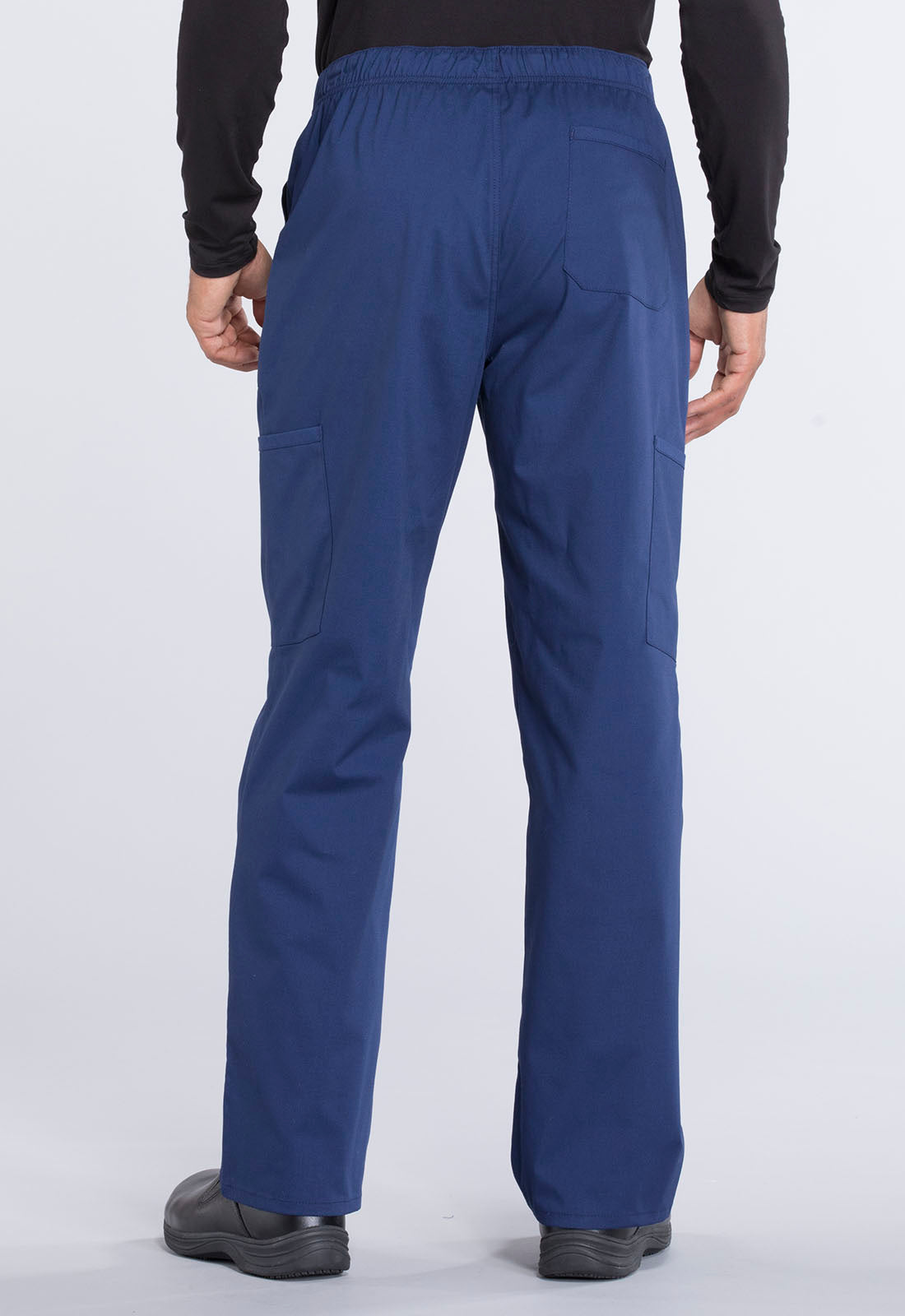 Professionals WW190 Men's Tapered Leg Fly Front Cargo Pants Navy Model Image Back | Cherokee Workwear