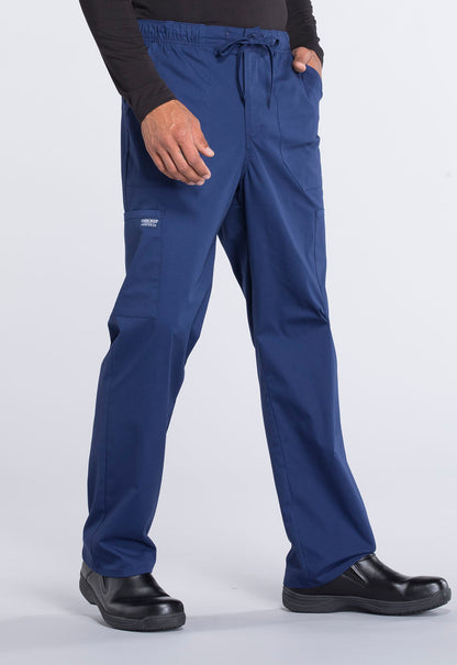 Professionals WW190 Men's Tapered Leg Fly Front Cargo Pants Navy Model Image Left Side | Cherokee Workwear