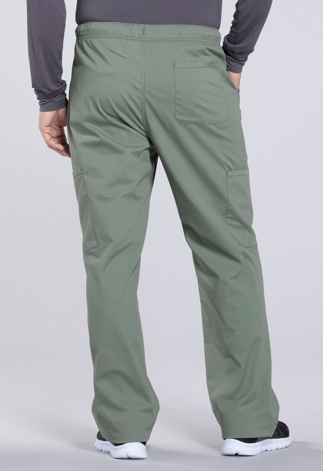 Professionals WW190 Men's Tapered Leg Fly Front Cargo Pants Olive Model Image Back | Cherokee Workwear