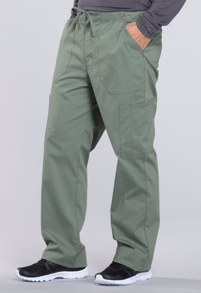 Professionals WW190 Men's Tapered Leg Fly Front Cargo Pants Olive Model Image Right Side | Cherokee Workwear