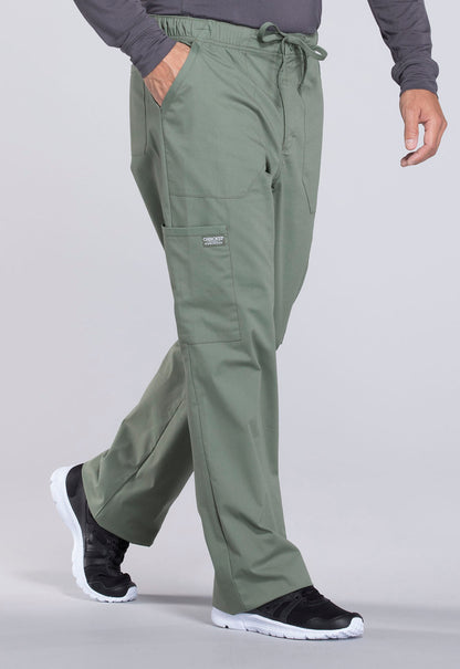 Professionals WW190 Men's Tapered Leg Fly Front Cargo Pants Olive Model Image Left Side | Cherokee Workwear