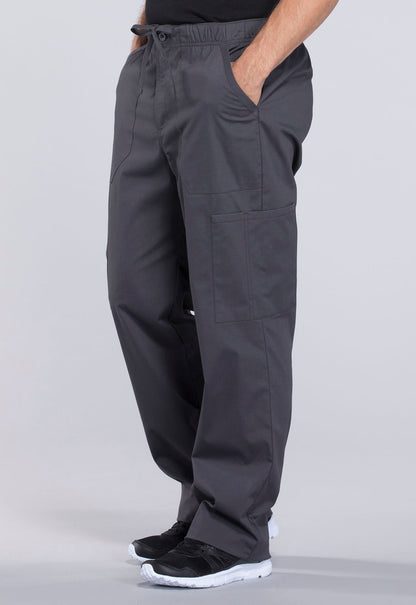 Professionals WW190 Men's Tapered Leg Fly Front Cargo Pants Pewter Model Image Right Side | Cherokee Workwear