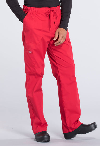 Professionals WW190 Men's Tapered Leg Fly Front Cargo Pants Red Model Image Left Side | Cherokee Workwear