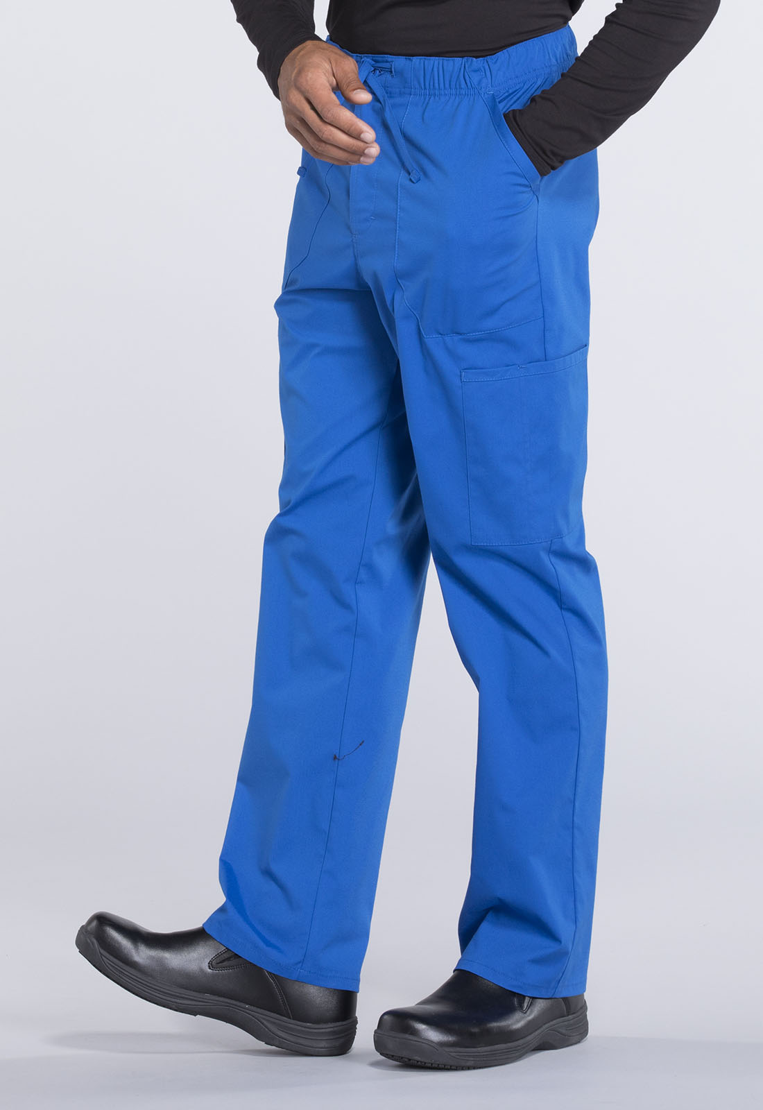 Professionals WW190 Men's Tapered Leg Fly Front Cargo Pants Royal Model Image Right Side | Cherokee Workwear