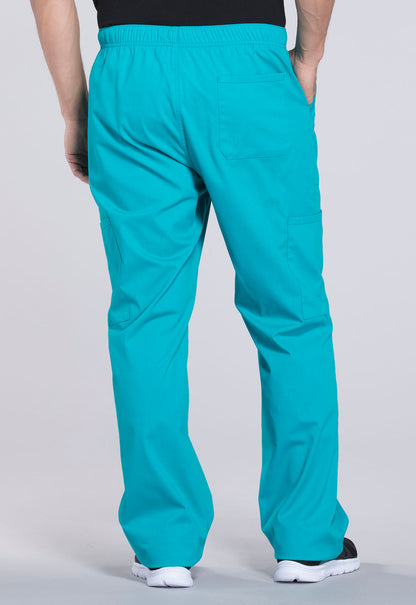 Professionals WW190 Men's Tapered Leg Fly Front Cargo Pants Teal Blue Model Image Back | Cherokee Workwear