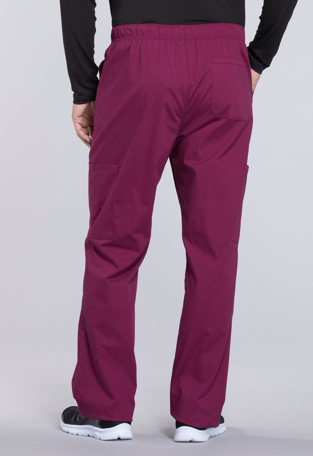 Professionals WW190 Men's Tapered Leg Fly Front Cargo Pants Wine Model Image Back | Cherokee Workwear