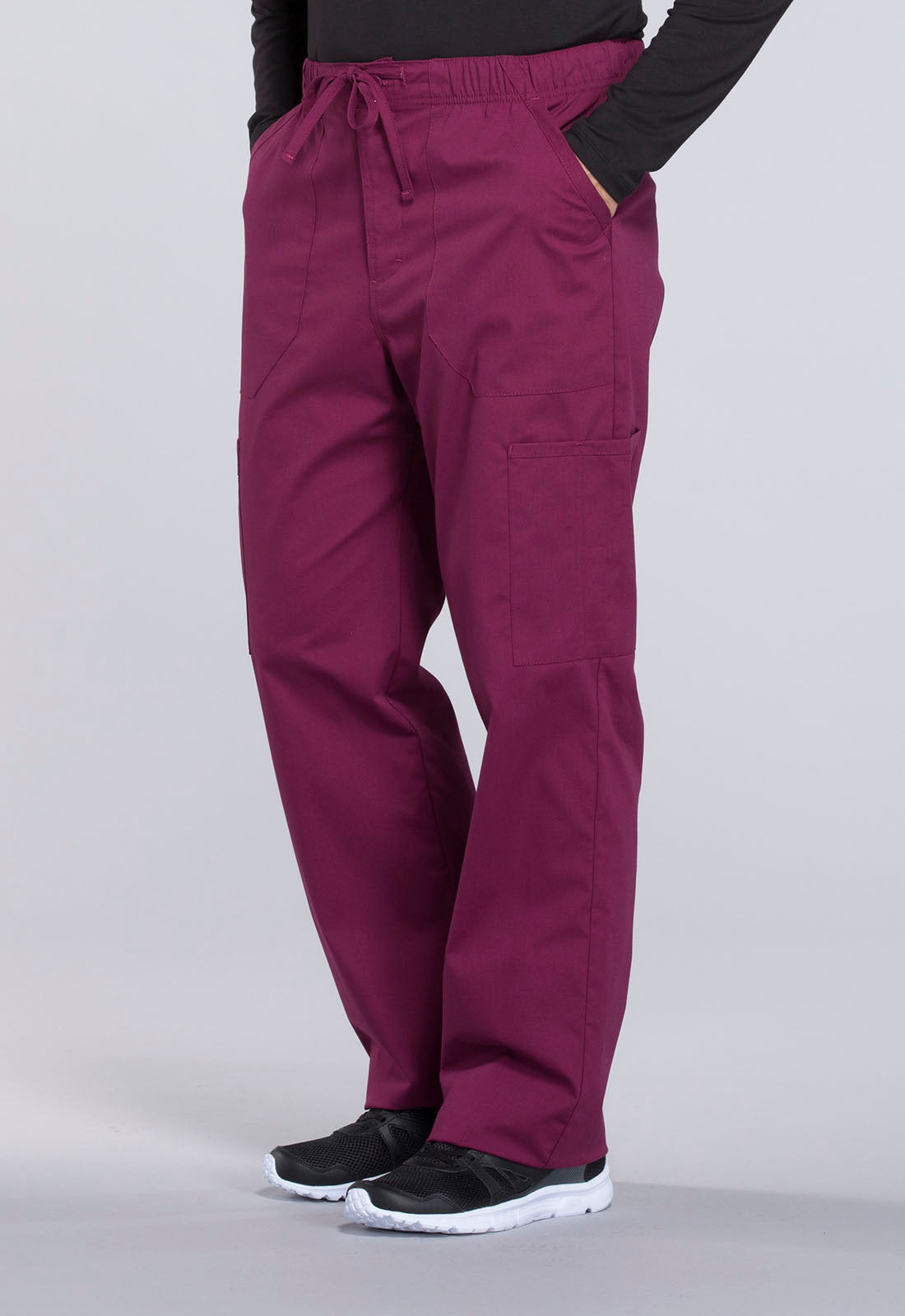 Professionals WW190 Men's Tapered Leg Fly Front Cargo Pants Wine Model Image Right Side | Cherokee Workwear