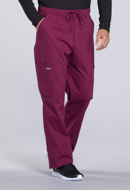 Professionals WW190 Men's Tapered Leg Fly Front Cargo Pants Wine Model Image Left Side | Cherokee Workwear