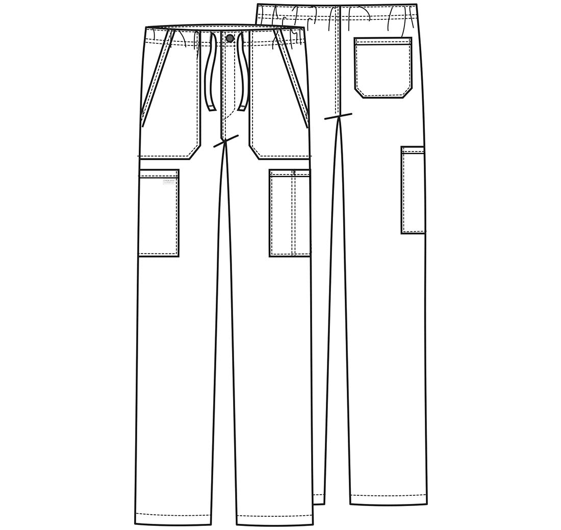 Workwear Professionalessionals WW190 Men's Tapered Leg Fly Front Cargo Scrub Pants Navy