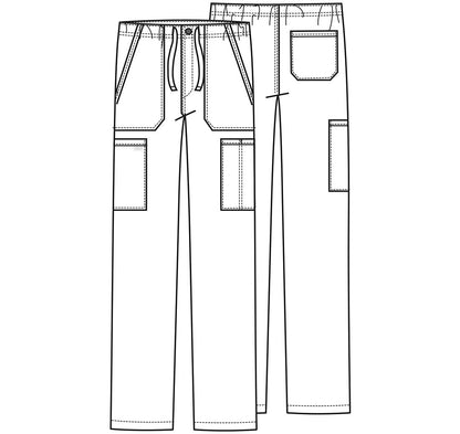 Workwear Professionalessionals WW190 Men's Tapered Leg Fly Front Cargo Scrub Pants Navy
