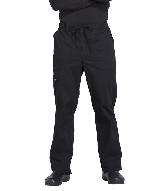 Workwear Professionalessionals WW190 Men's Tapered Leg Fly Front Cargo Scrub Pants Black