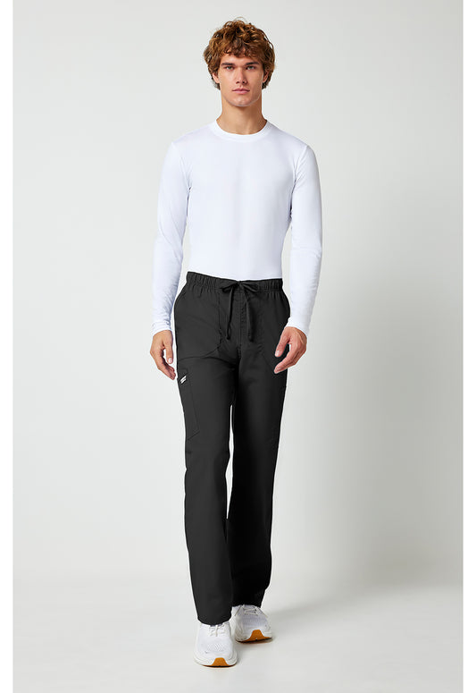 Workwear Professionalessionals WW190 Men's Tapered Leg Fly Front Cargo Scrub Pants Black
