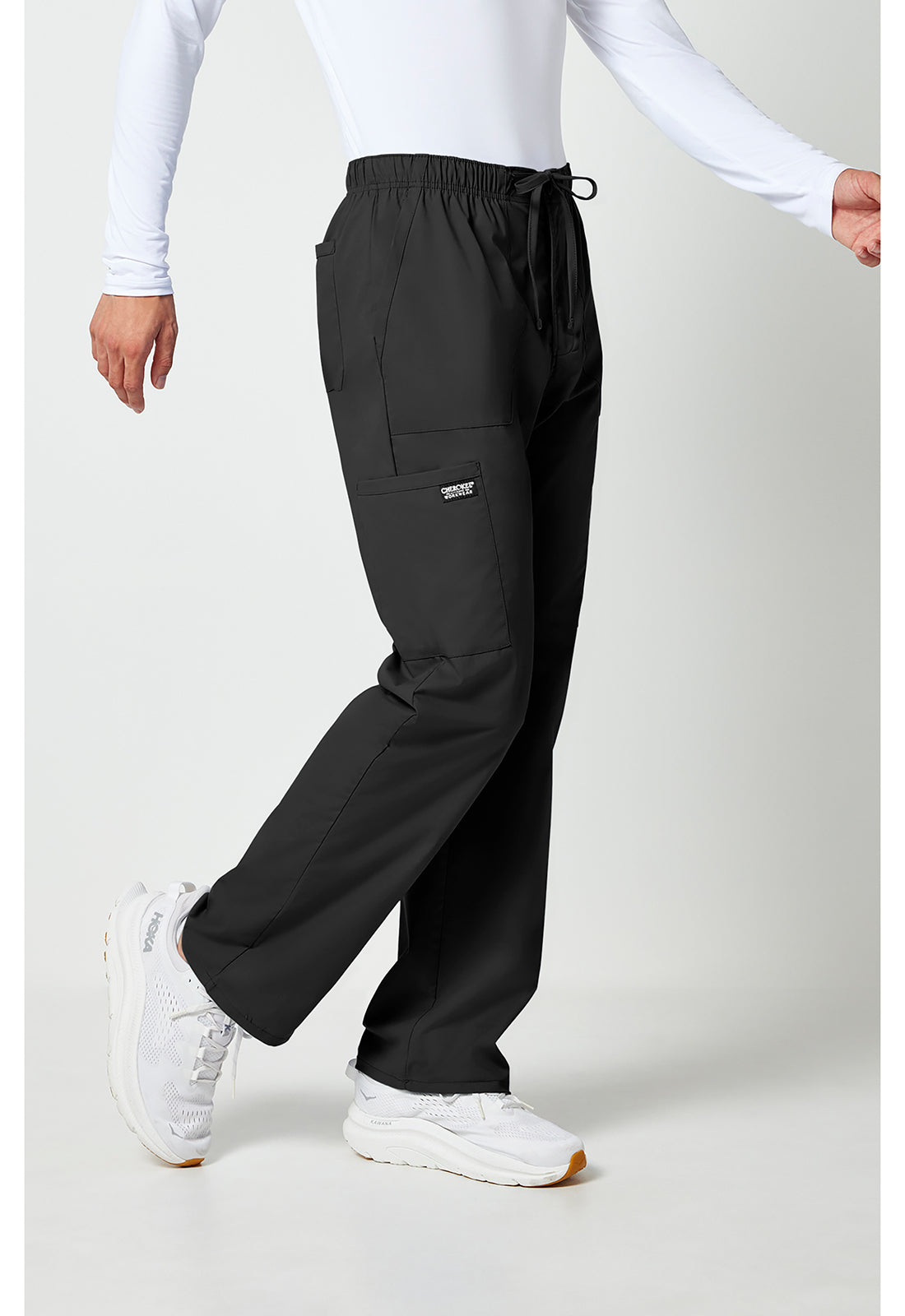 Workwear Professionalessionals WW190 Men's Tapered Leg Fly Front Cargo Scrub Pants Black