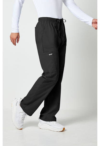 Workwear Professionalessionals WW190 Men's Tapered Leg Fly Front Cargo Scrub Pants Black