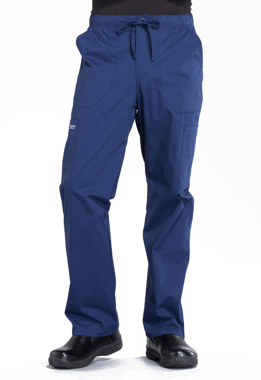 Workwear Professionalessionals WW190 Men's Tapered Leg Fly Front Cargo Scrub Pants Navy