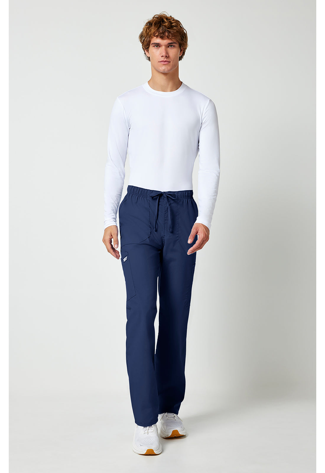 Workwear Professionalessionals WW190 Men's Tapered Leg Fly Front Cargo Scrub Pants Navy