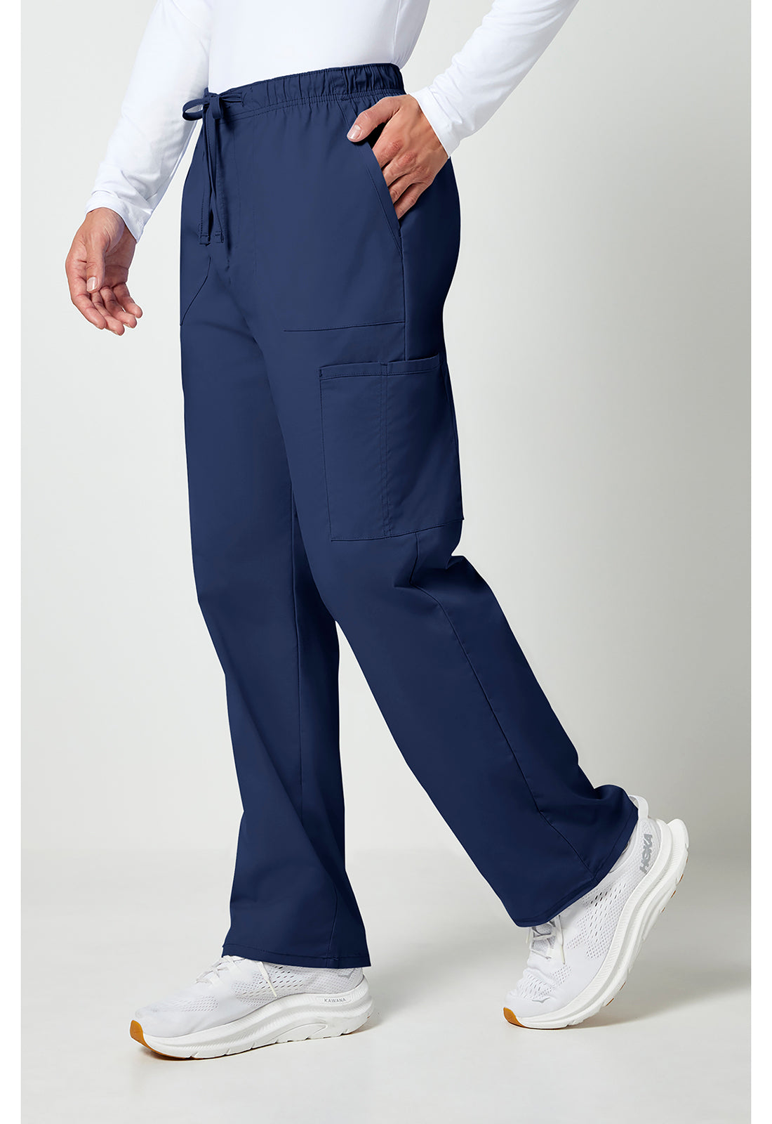 Workwear Professionalessionals WW190 Men's Tapered Leg Fly Front Cargo Scrub Pants Navy