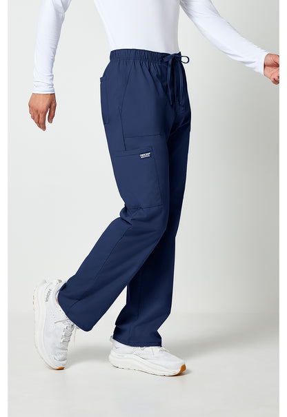 Workwear Professionalessionals WW190 Men's Tapered Leg Fly Front Cargo Scrub Pants Navy
