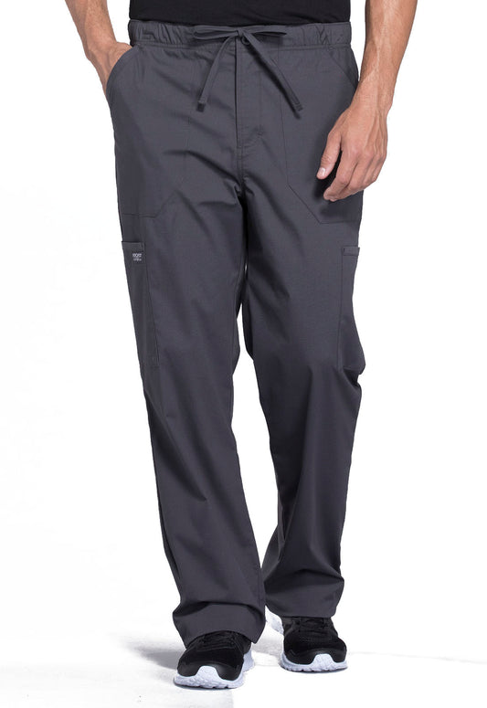 Workwear Professionalessionals WW190 Men's Tapered Leg Fly Front Cargo Scrub Pants Pewter