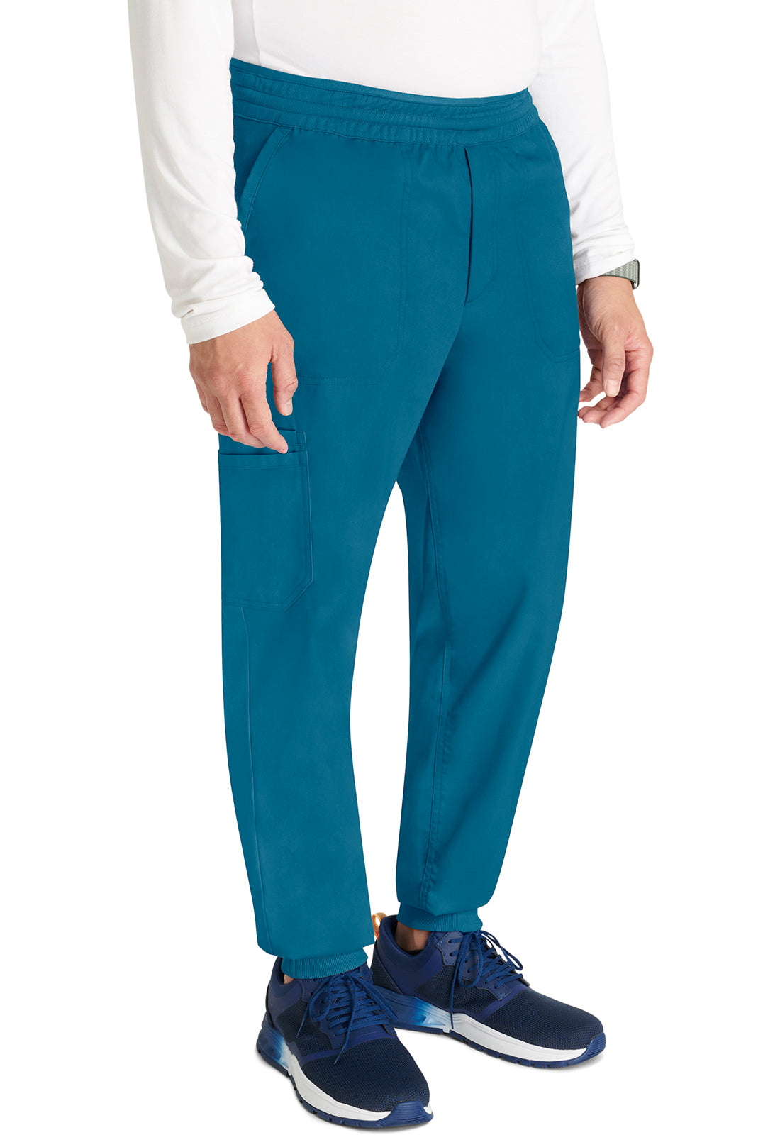 Revolution WW251 Men's Jogger Caribbean Blue Model Image Left Side | Cherokee Workwear