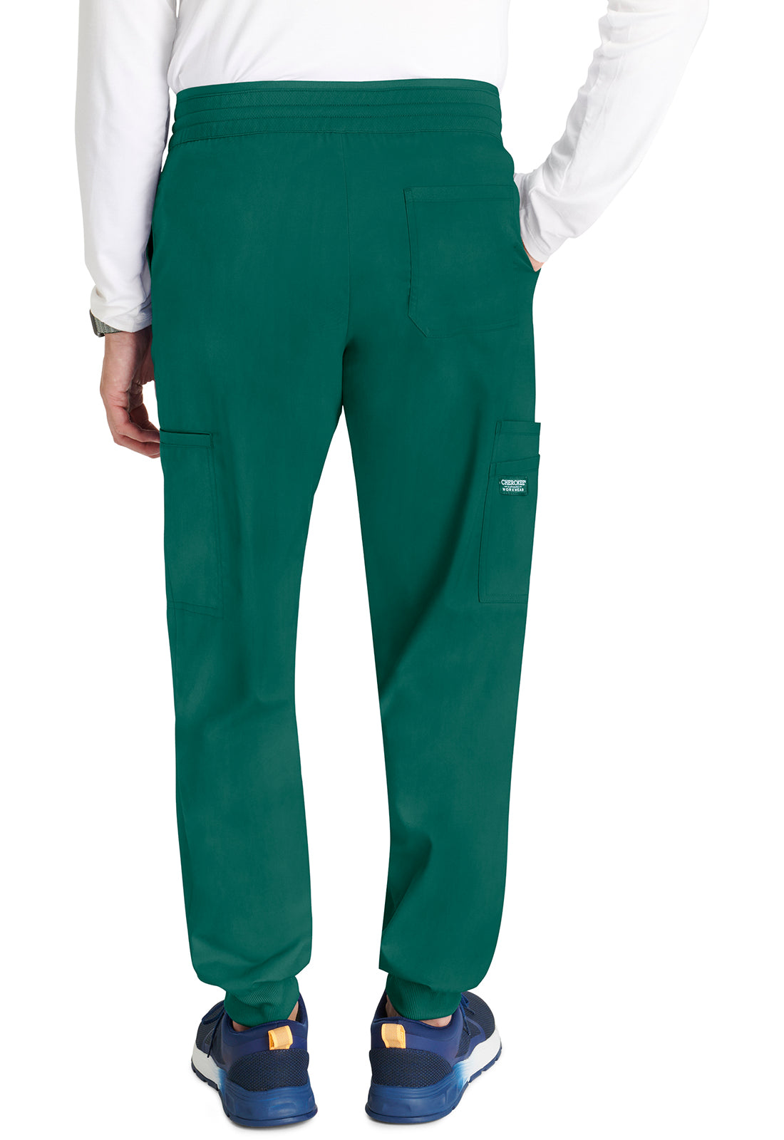 Revolution WW251 Men's Jogger Hunter Green Model Image Back | Cherokee Workwear