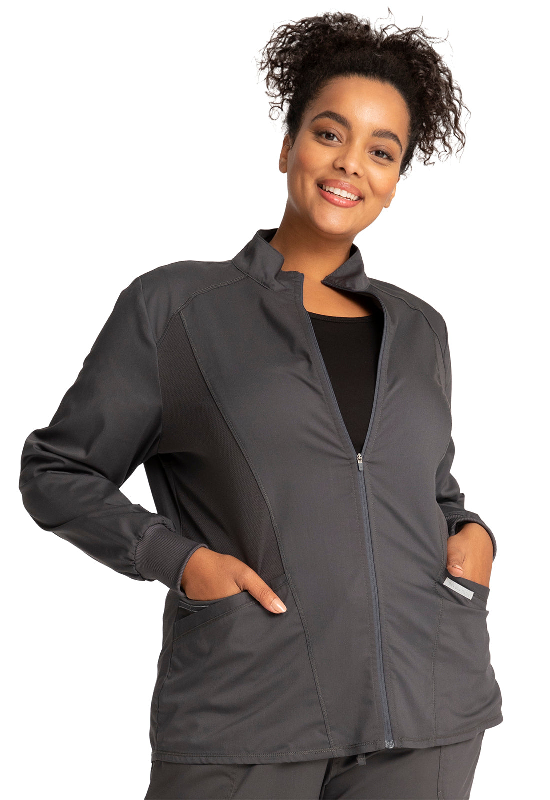 Revolution WW301 Zip Front High-Low Jacket Pewter Model Image Front | Cherokee Workwear