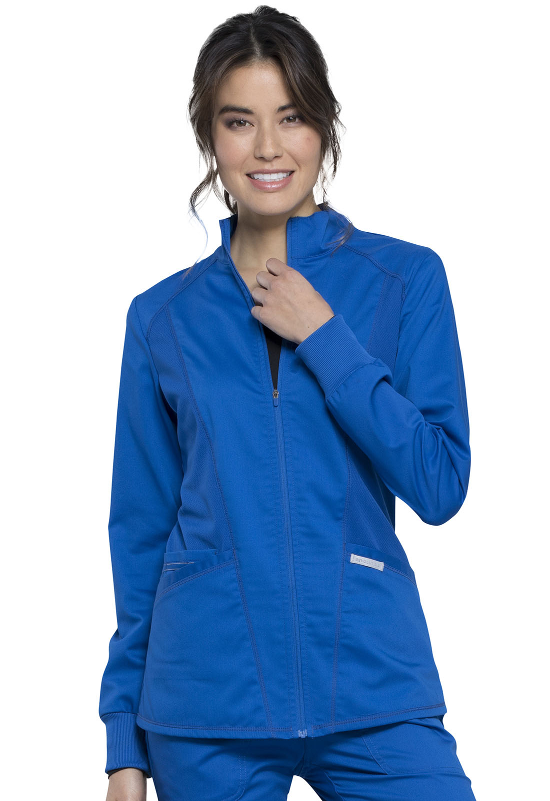 Revolution WW301 Zip Front High-Low Jacket Royal Model Image Front | Cherokee Workwear