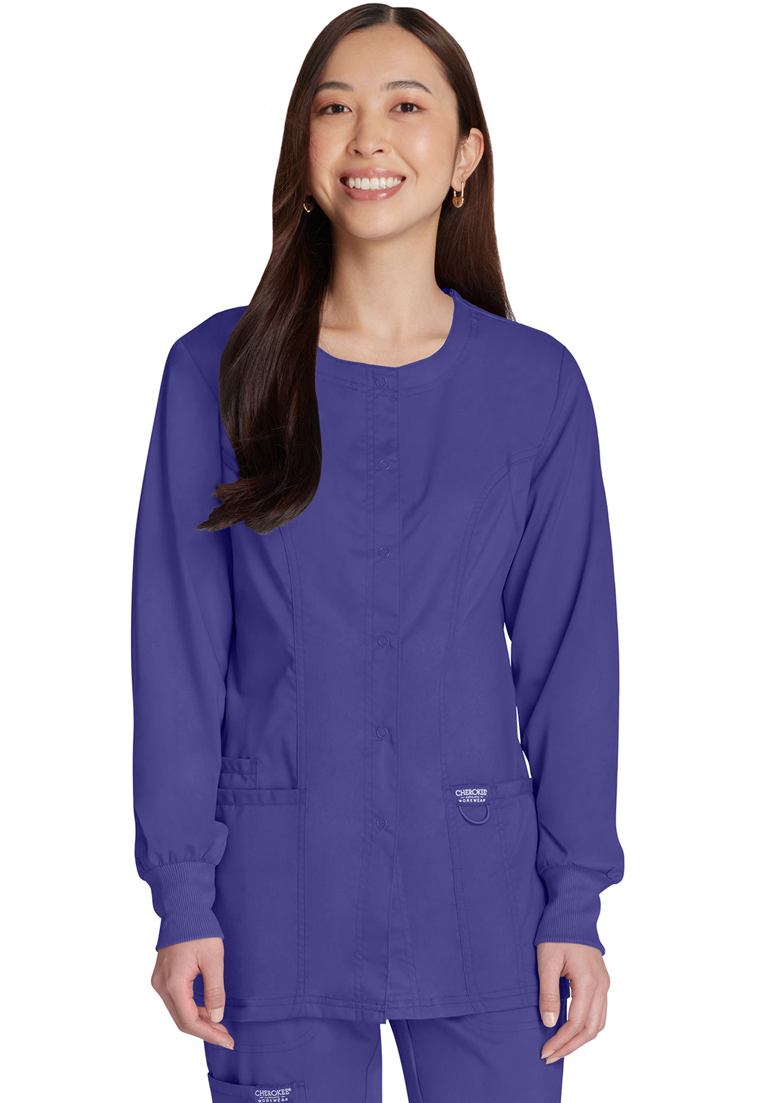 Revolution WW310 Snap Front Jacket Grape Model Image Front | Cherokee Workwear