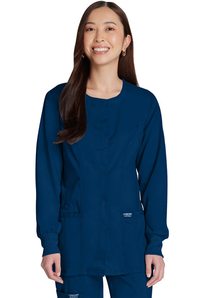 Revolution WW310 Snap Front Jacket Navy Model Image Front | Cherokee Workwear