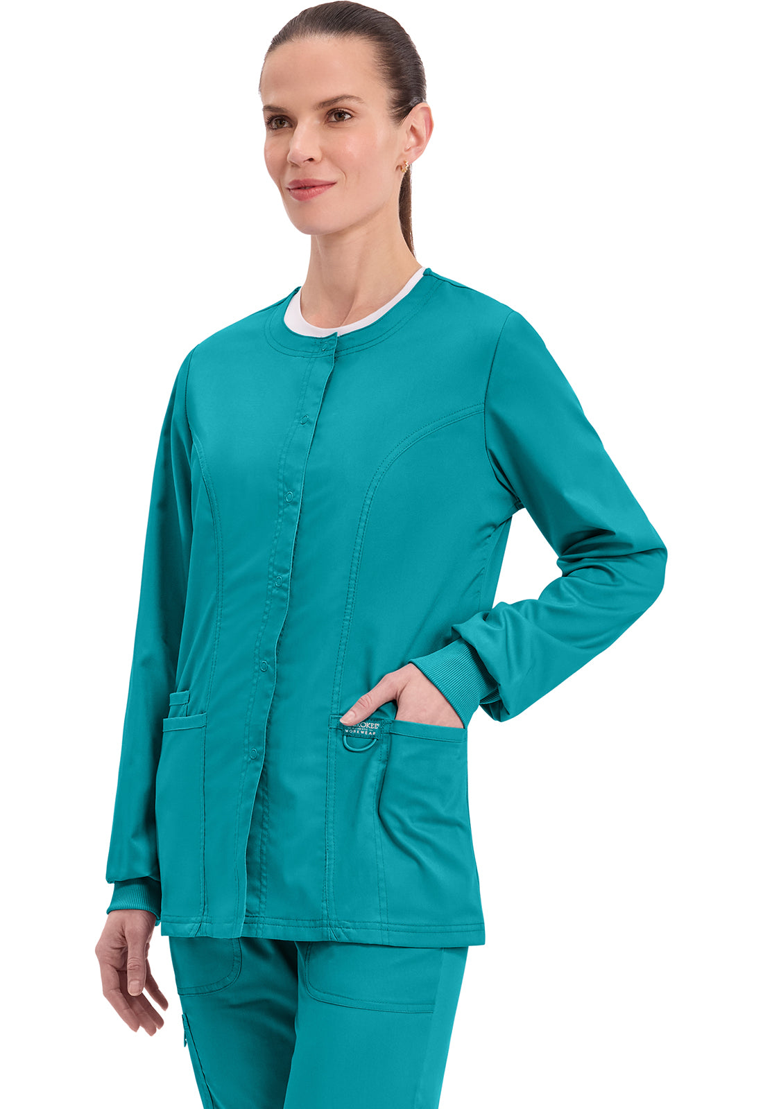 Workwear Revolution WW310 Women's Snap Front Jacket Teal Blue