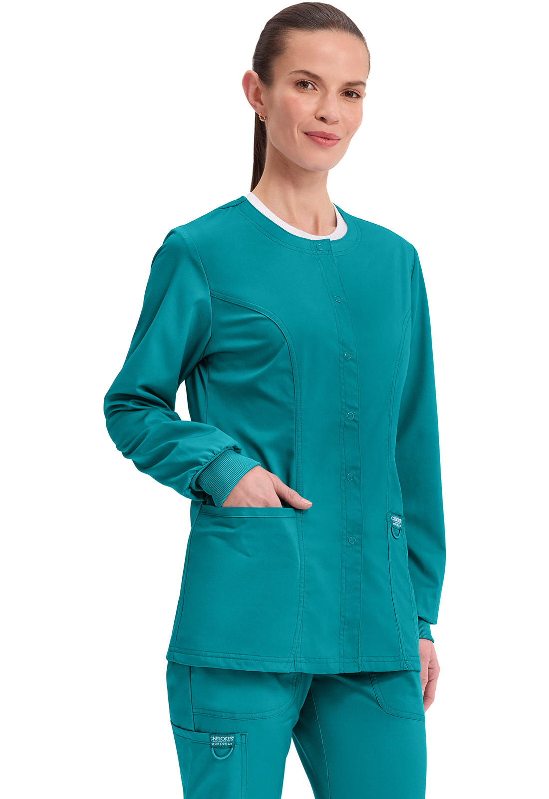 Workwear Revolution WW310 Women's Snap Front Jacket Teal Blue