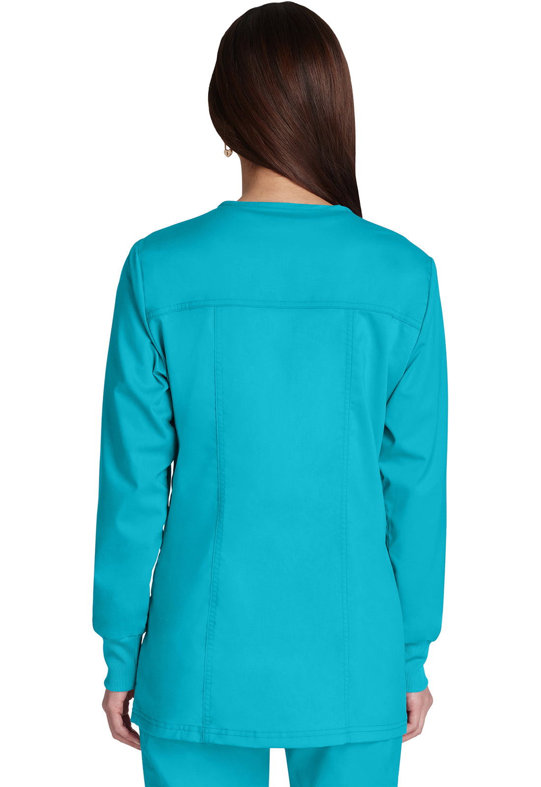 Revolution WW310 Snap Front Jacket Turquoise Model Image Back | Cherokee Workwear