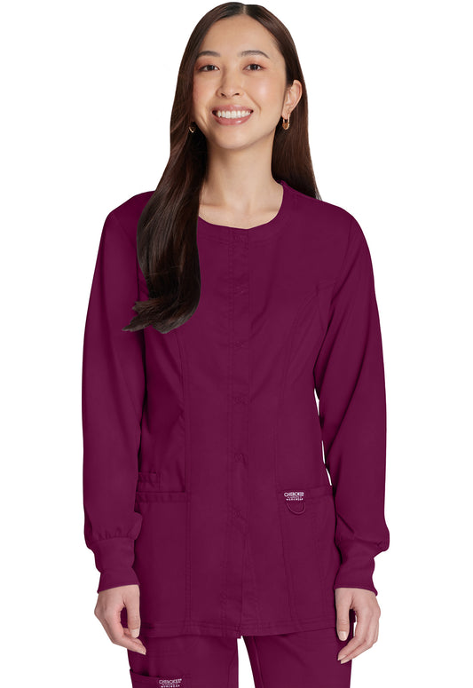 Revolution WW310 Snap Front Jacket Wine Model Image Front | Cherokee Workwear