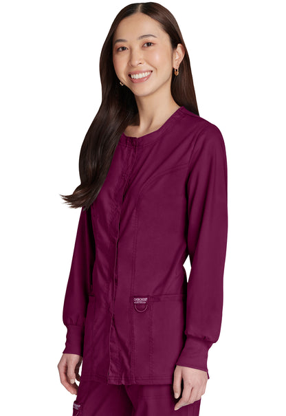 Revolution WW310 Snap Front Jacket Wine Model Image Right Side | Cherokee Workwear