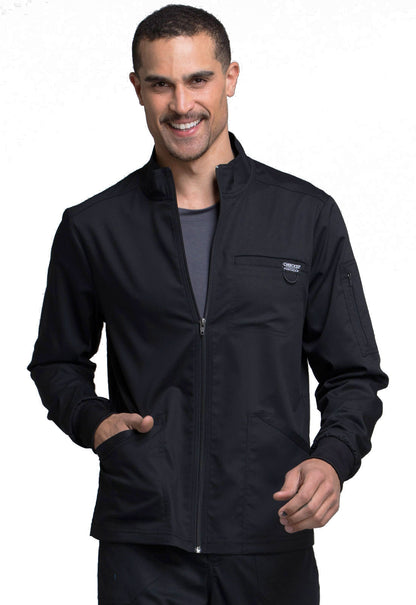 Revolution WW320 Men's Zip Front Jacket Black Model Image Front | Cherokee Workwear