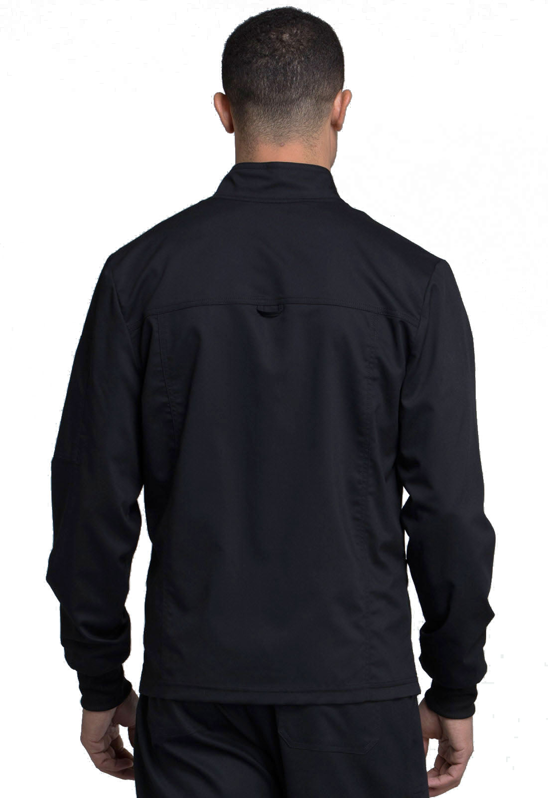 Revolution WW320 Men's Zip Front Jacket Black Model Image Back | Cherokee Workwear