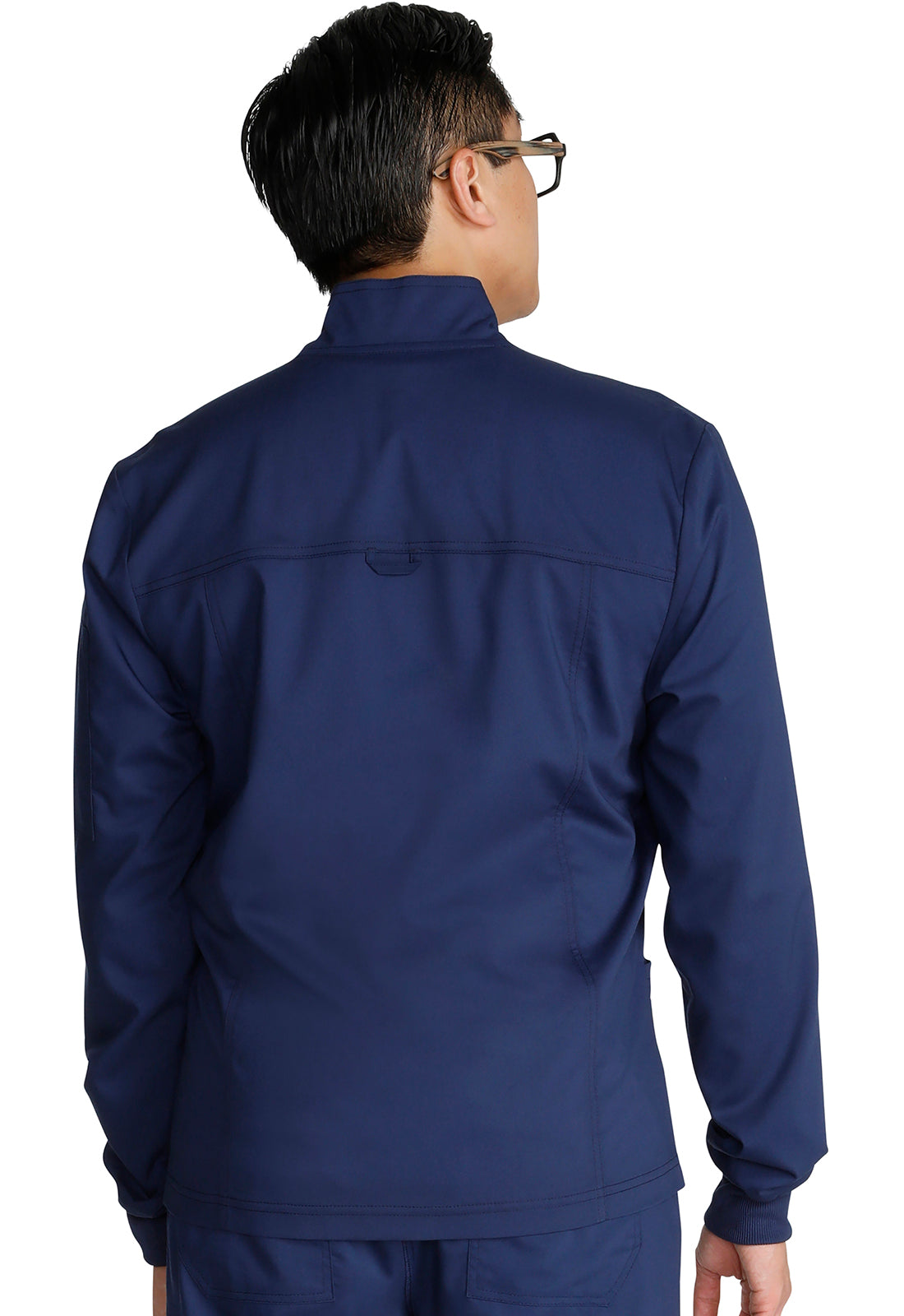 Revolution WW320 Men's Zip Front Jacket Navy Model Image Back | Cherokee Workwear