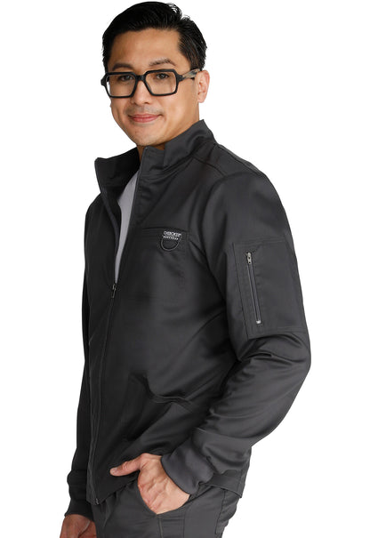 Revolution WW320 Men's Zip Front Jacket Pewter Model Image Right Side | Cherokee Workwear