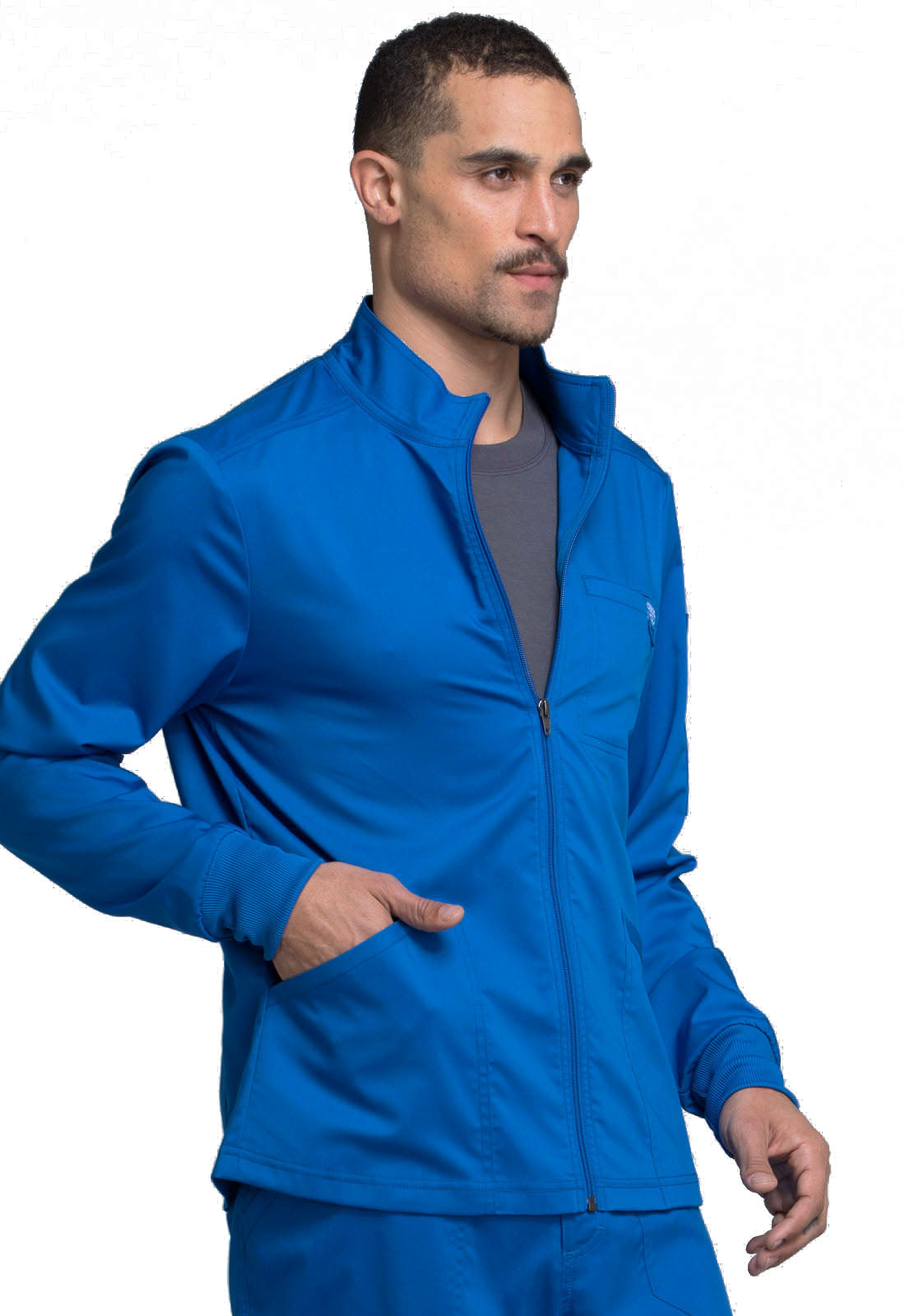 Revolution WW320 Men's Zip Front Jacket Royal Model Image Left Side | Cherokee Workwear