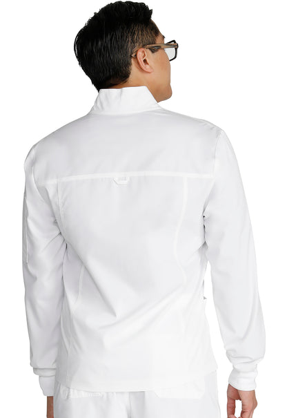 Revolution WW320 Men's Zip Front Jacket White Model Image Back | Cherokee Workwear