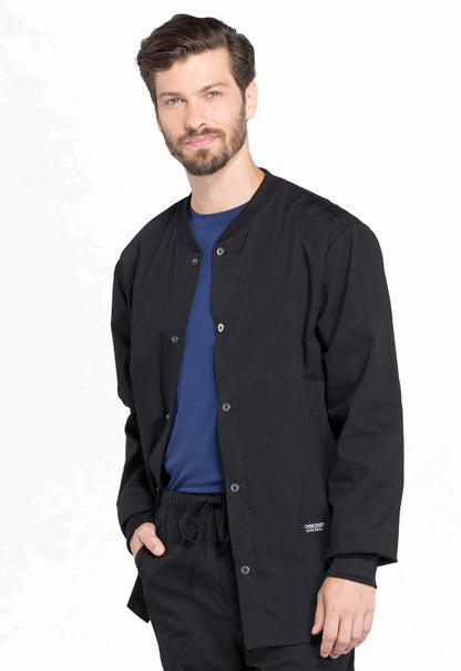 Professionals WW360 Men's Snap Front Jacket Black Model Image Right Side | Cherokee Workwear