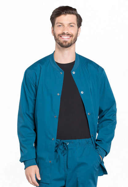 Professionals WW360 Men's Snap Front Jacket Caribbean Blue Model Image Front | Cherokee Workwear