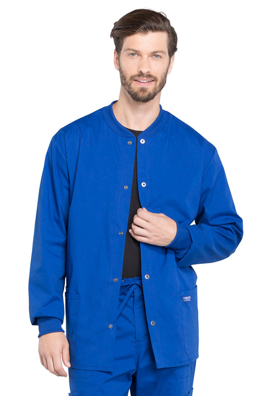 Professionals WW360 Men's Snap Front Jacket Galaxy Blue Model Image Front | Cherokee Workwear