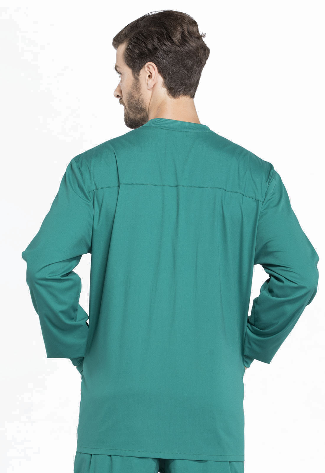 Professionals WW360 Men's Snap Front Jacket Hunter Green Model Image Back | Cherokee Workwear